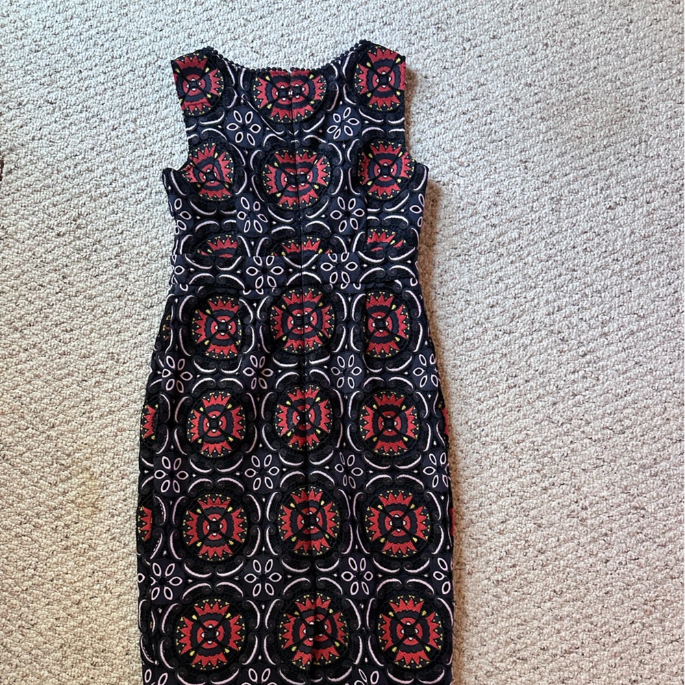 Boden Black and Red Patterned Midi Dress